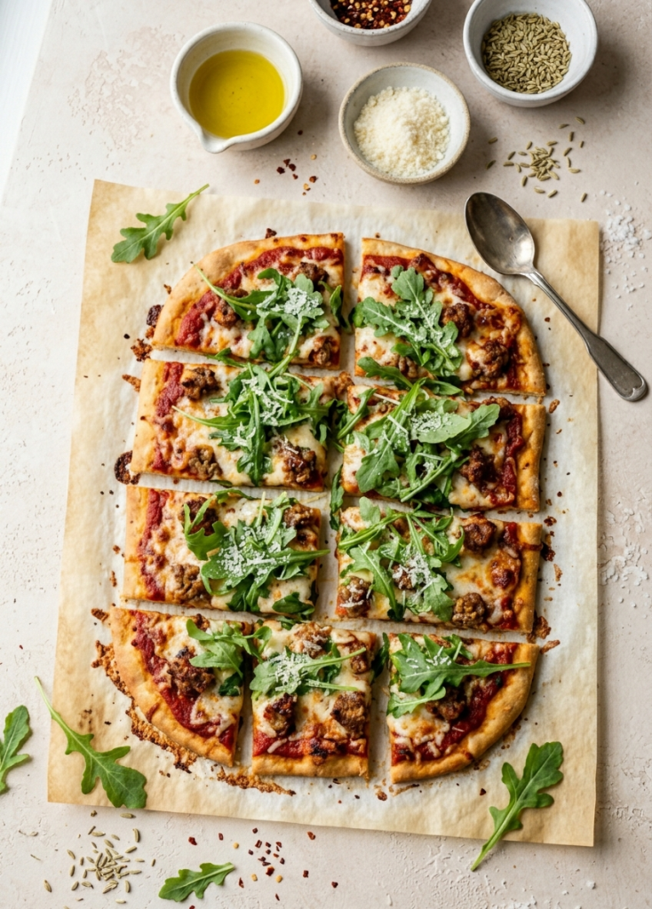 How to make Meaty Arugula Pizza