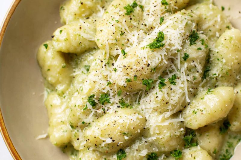 One Pan Creamy Pesto Gnocchi