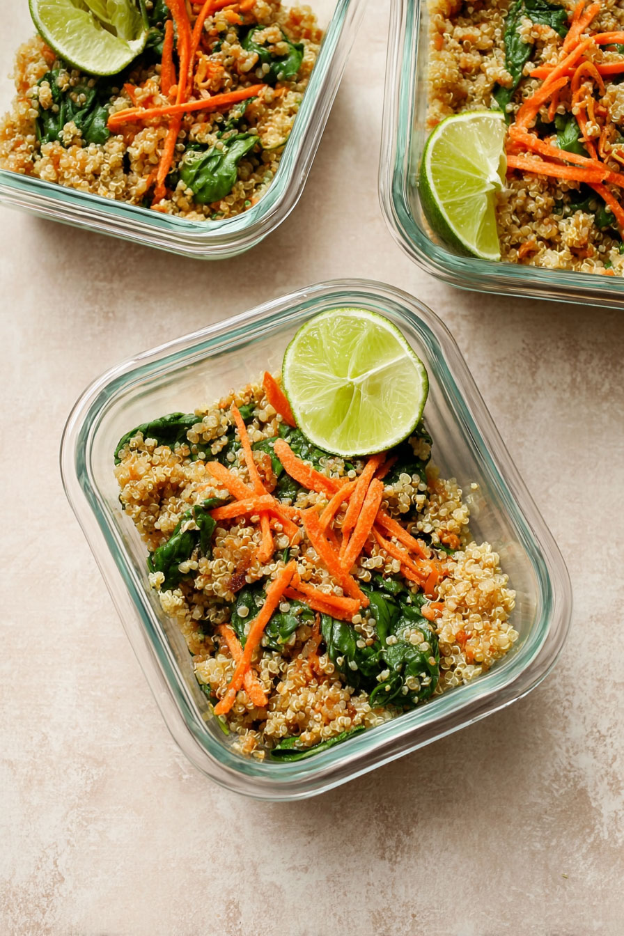 Spinach and Quinoa Vegan Meal Prep Bowls