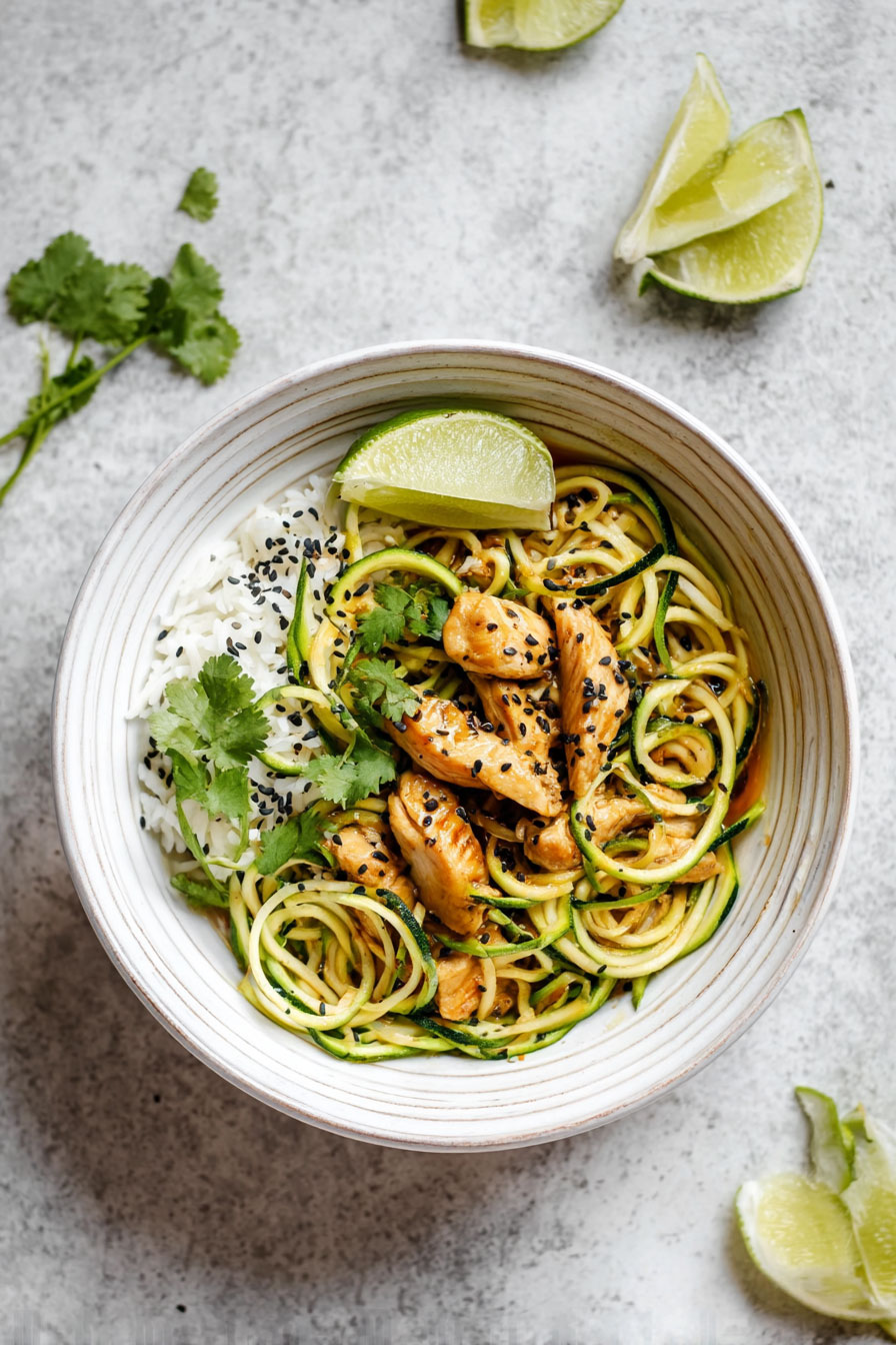 15 Minute Sweet and Spicy Chicken Zoodles