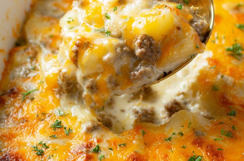 Cheesy Ground Beef and Potato Casserole