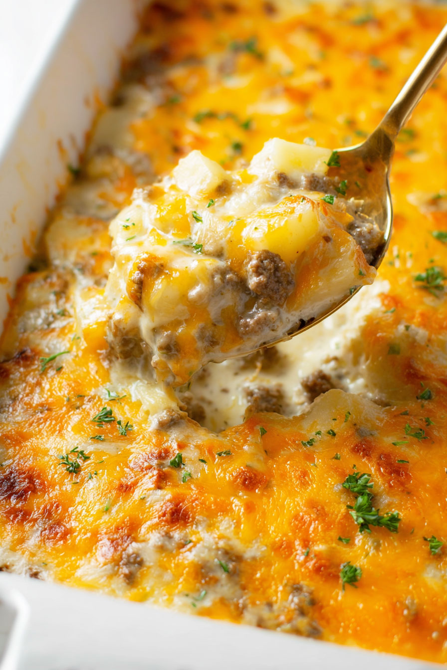 Cheesy Ground Beef and Potato Casserole