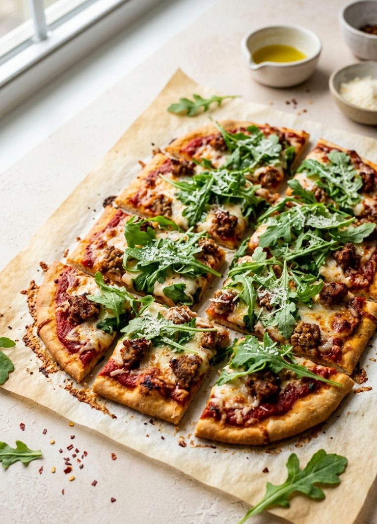 Meaty Arugula Pizza