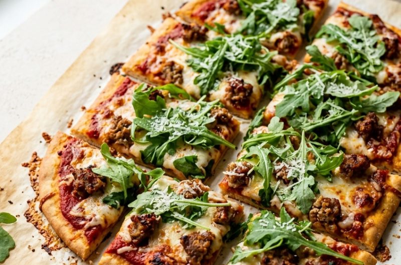 Meaty Arugula Pizza