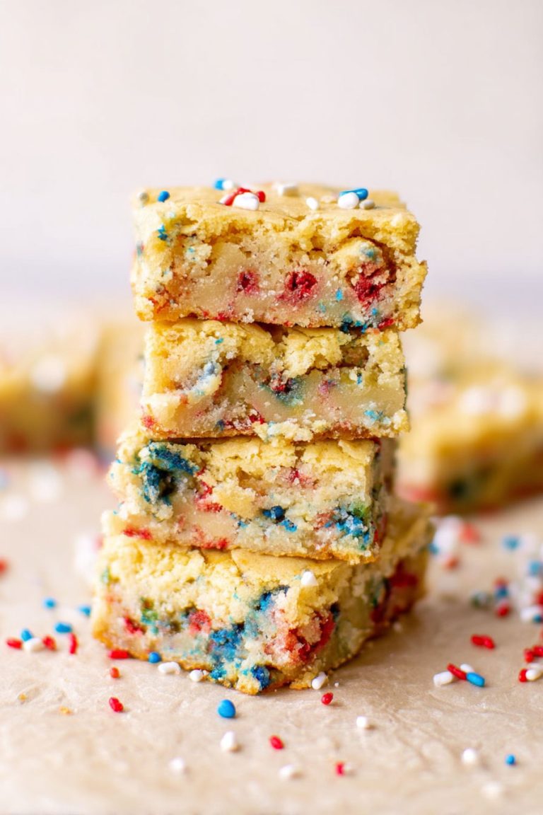 Red, White, and Blue Funfetti Blondies
