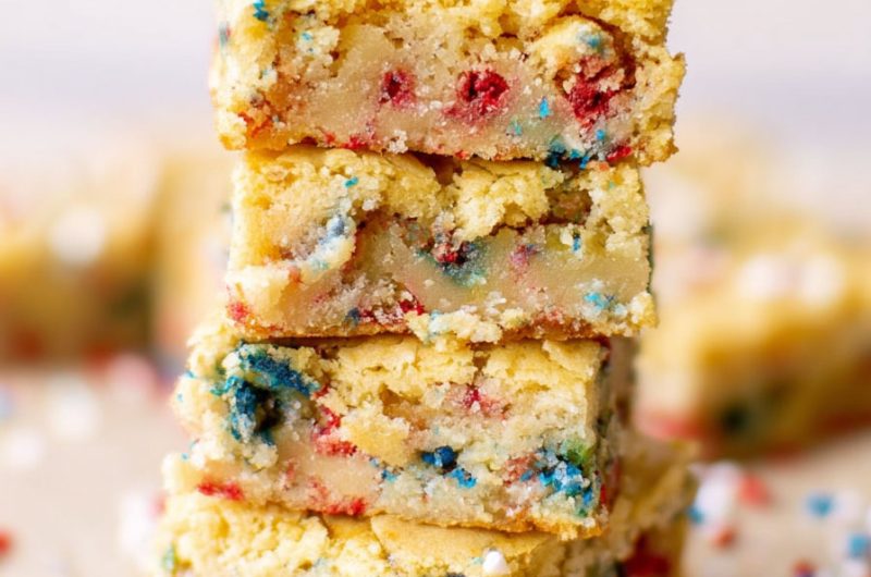 Red, White, and Blue Funfetti Blondies