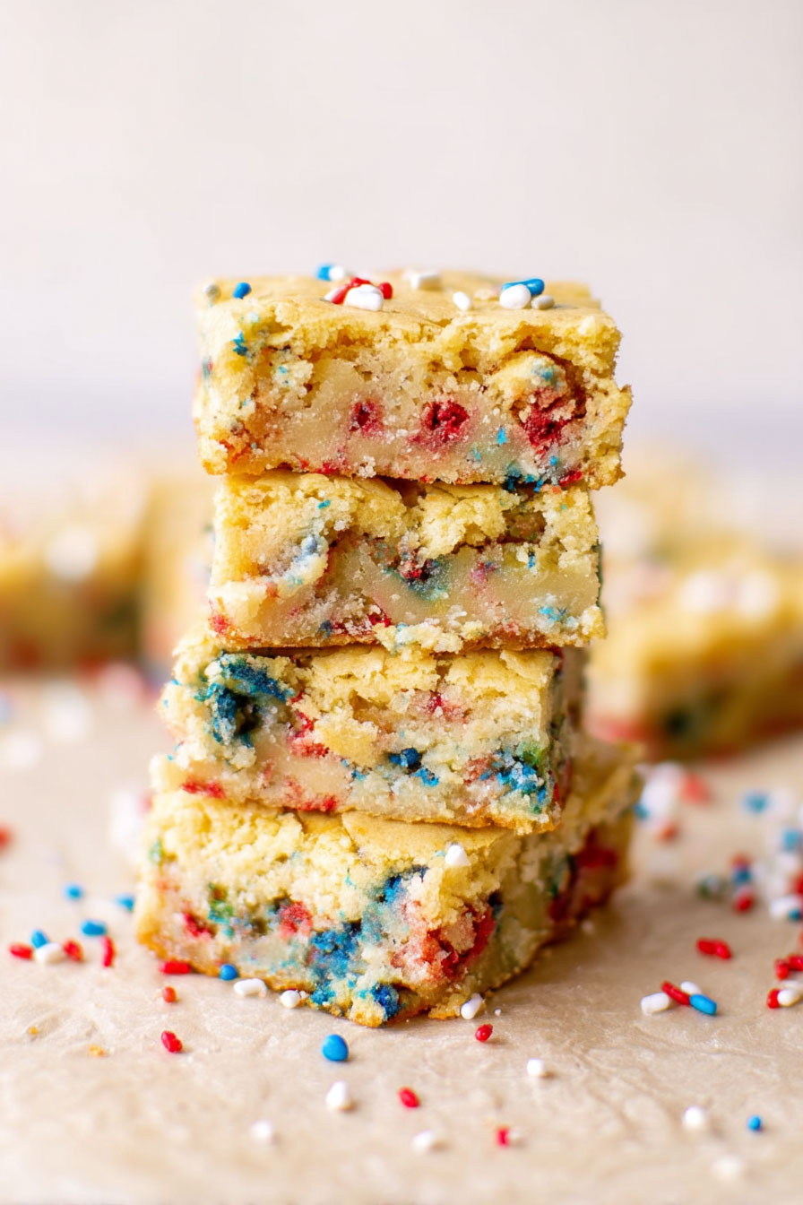 Red, White, and Blue Funfetti Blondies
