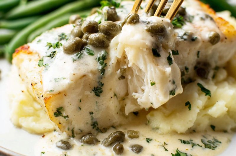 Creamy White Wine Halibut