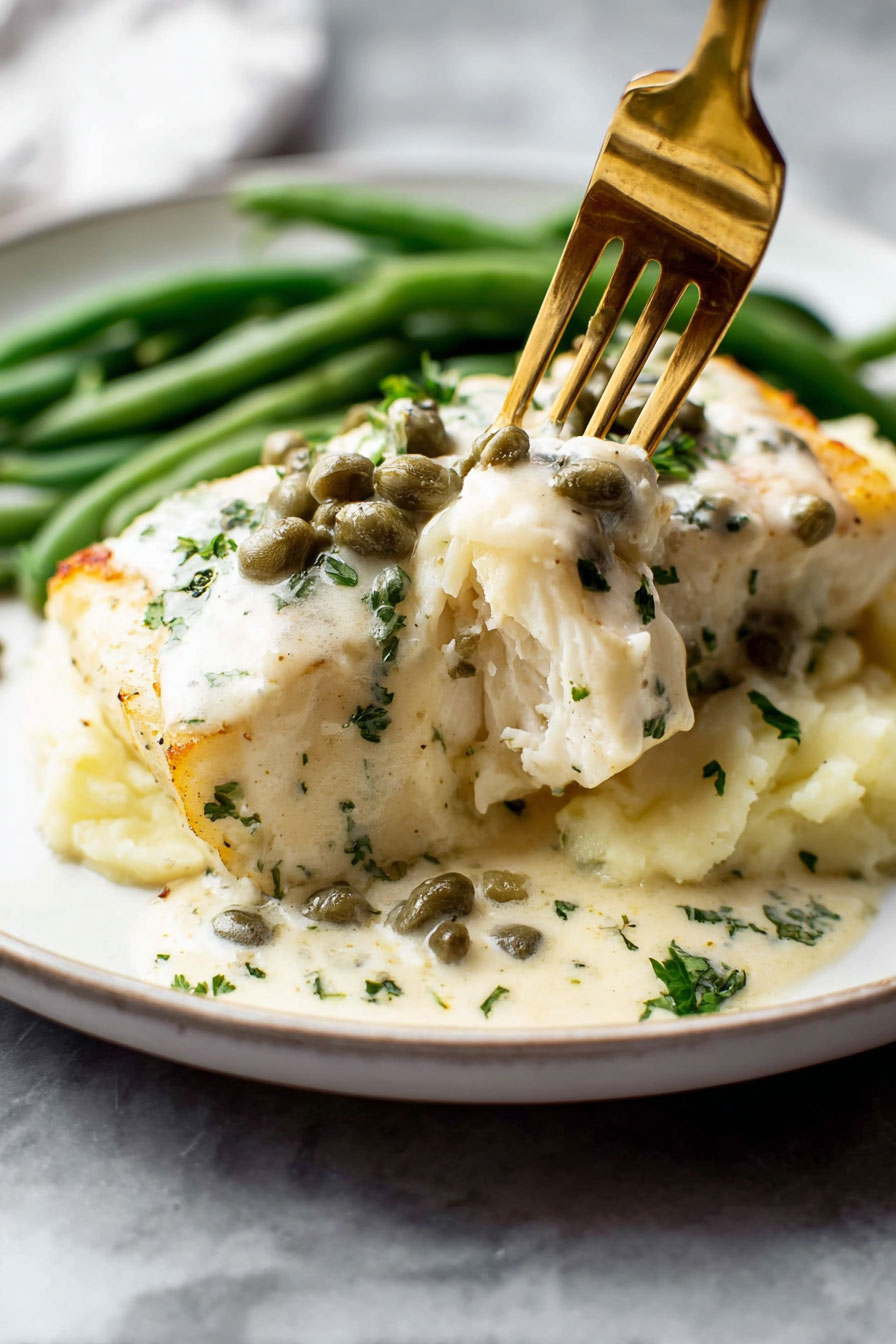 Creamy White Wine Halibut