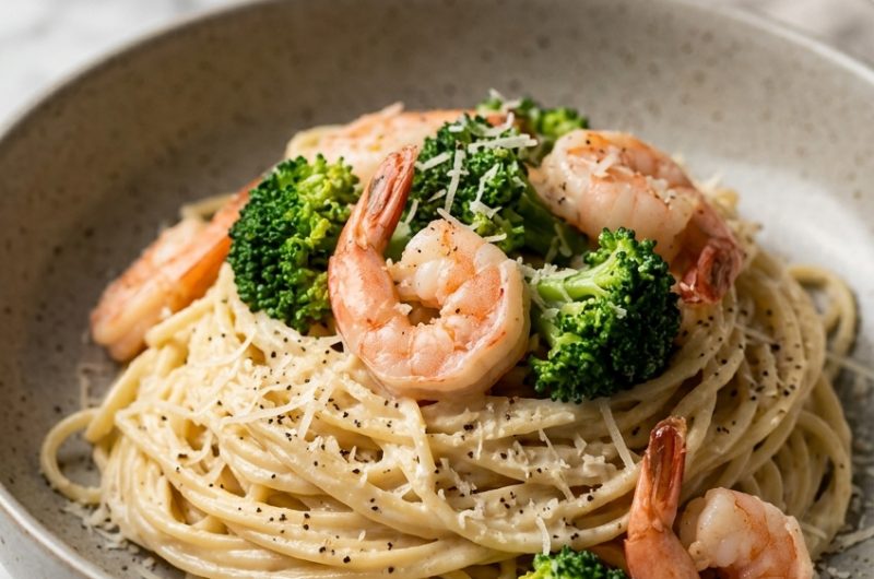 Easy Creamy Shrimp and Broccoli Pasta