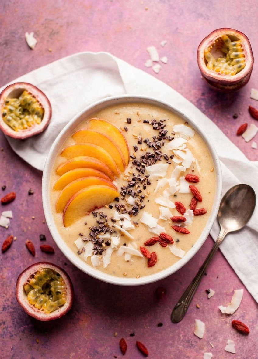Peach and Passion Fruit Smoothie Bowl